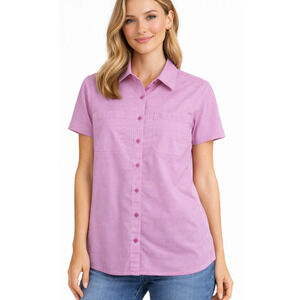 Ridgecut Toughwear Pink Gingham Work Shirt Women Small Short Sleeve Button Front
